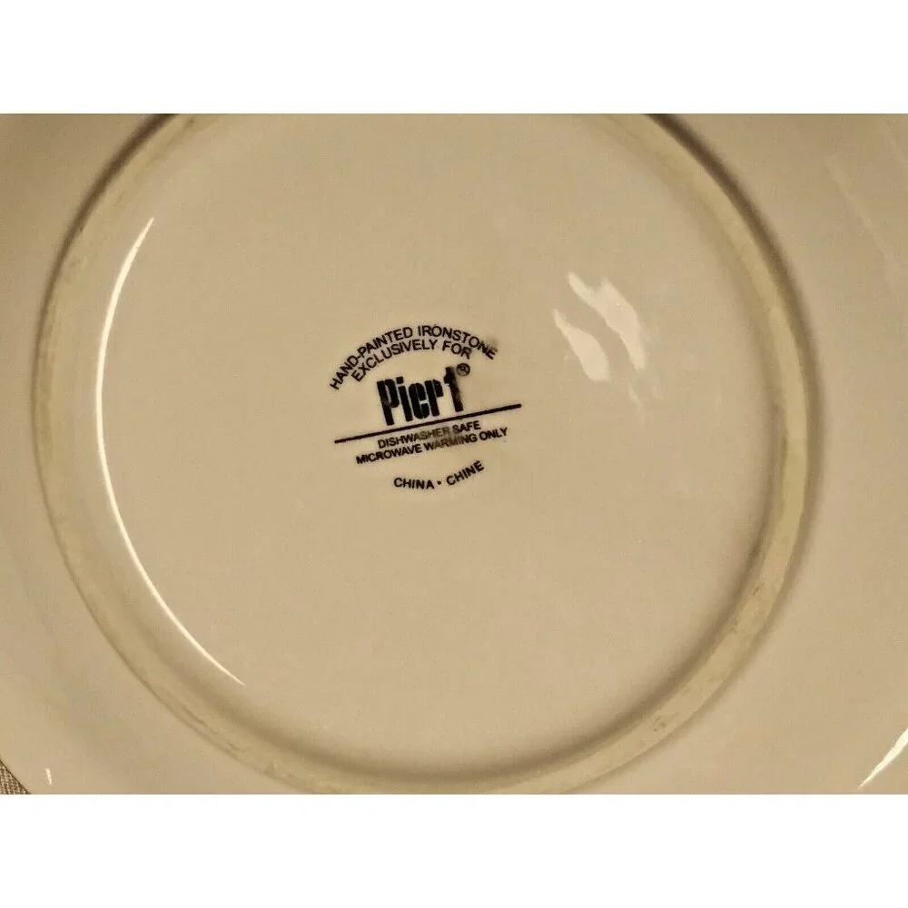 Pier 1 Salad plates (2) Hand-Painted Star/Flower Ironstone 8